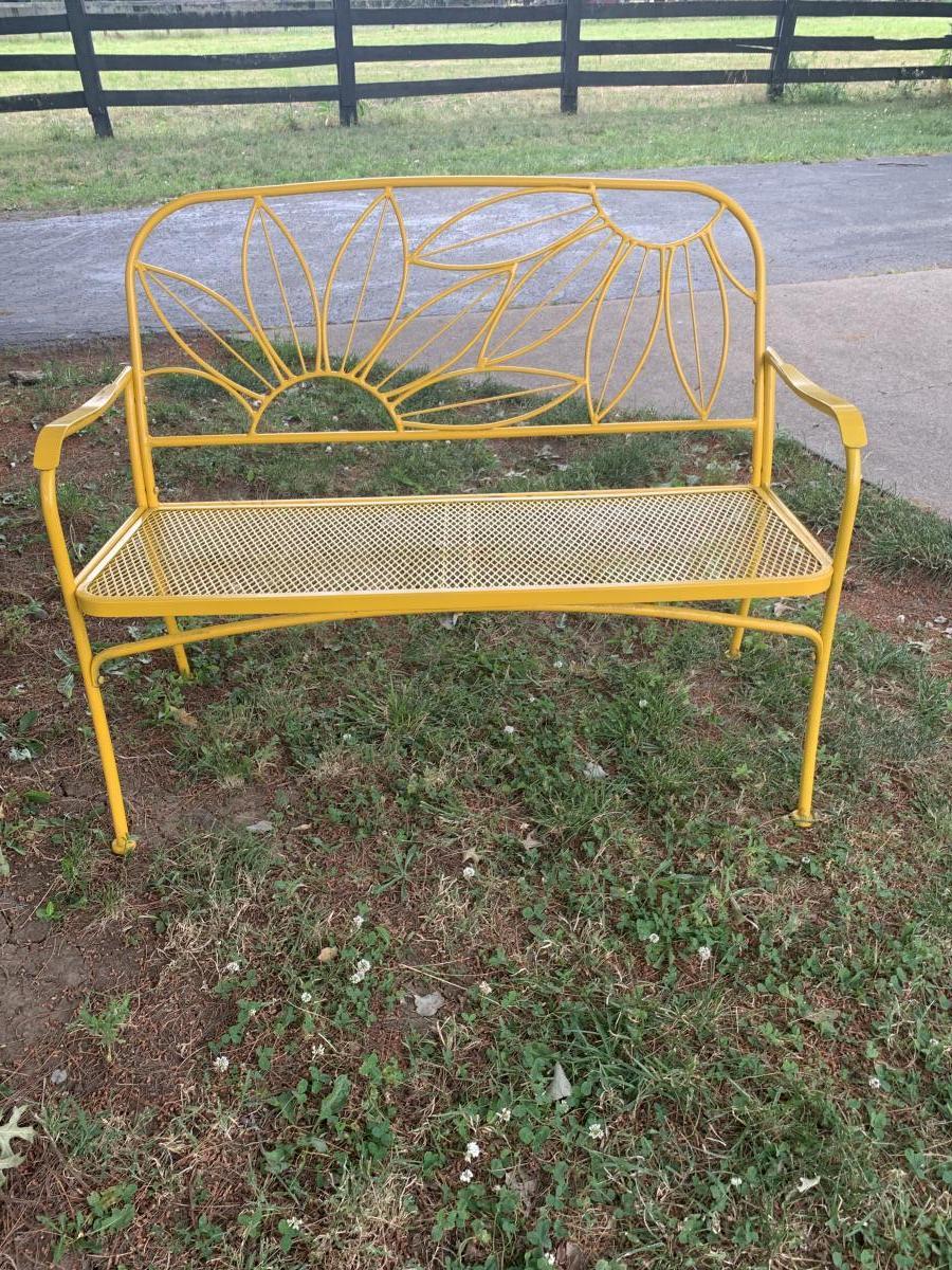 Photo assignment: Find something that represents colors on the rainbow for a photo series.Photo: Yellow Bench by Max Carter